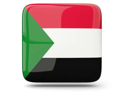 Glossy Square Icon Illustration Of Flag Of Sudan