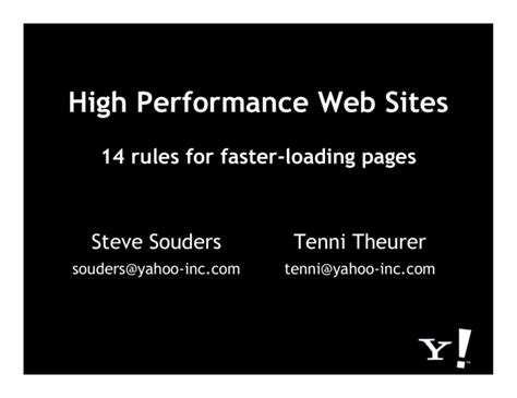 High Performance Web Sites Rules For Faster