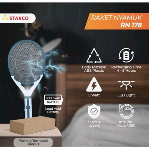 Jual Raket Nyamuk Starco Booked Shopee Indonesia