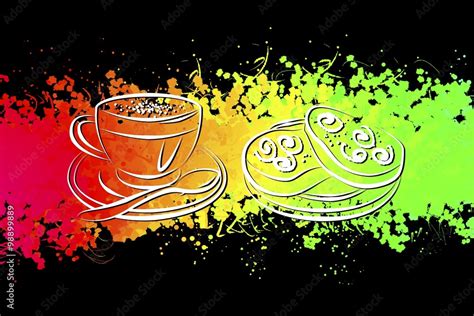 Cup of hot coffee art illustration Stock Illustration | Adobe Stock