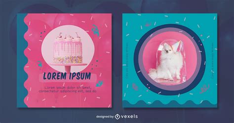 Abstract Shapes Pink And Blue Instagram Post Template Psd Editable Template