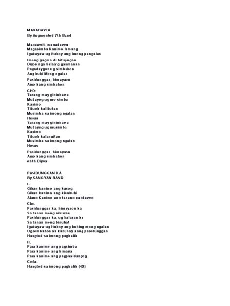 Cebuano Christian song lyrics