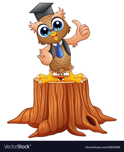 Cartoon wise owl in graduat Royalty Free Vector Image