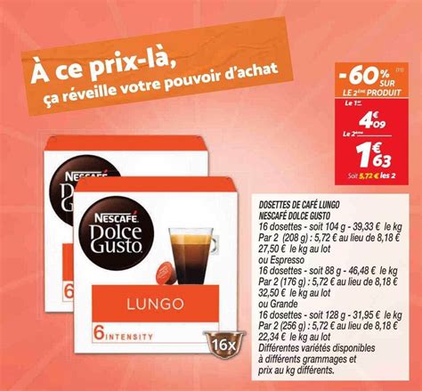 Promo Dosettes de café lungo nescafé dolce gusto chez Netto