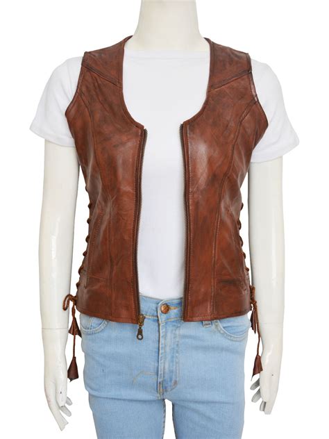 Classic Women S Brown Leather Vest Women Jacket Mauvetree Vest Fashion Leather Vest