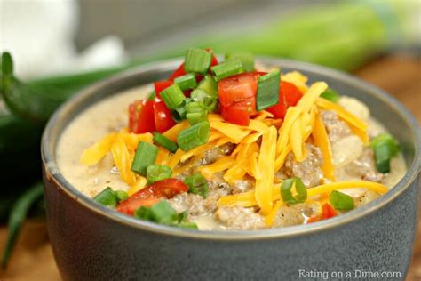 Crock pot Cheeseburger Soup Recipe - Eating on a Dime