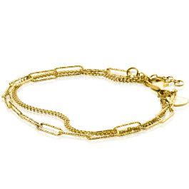 Zinzi Gold Plated Zilveren Multi Look Armband Met Gourmet En Paperclip