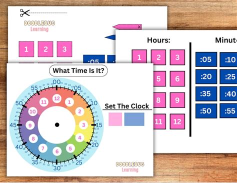 Kids Clock, Learn to Tell Time, Printable Learning Game, Homeschool ...