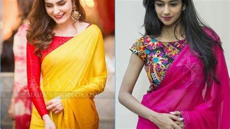 Latest Plain Sarees With Designer Blouse Ideas Tips Tricks To Style