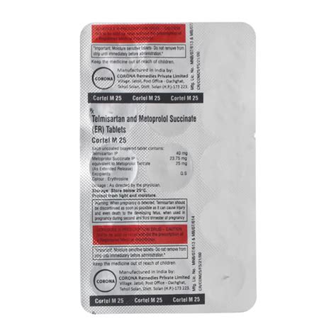 Cortel M 25mg Tablet 15 S Price Uses Side Effects Netmeds