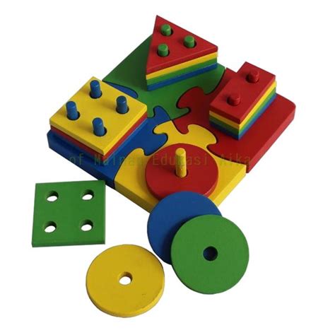 Jual Mainan Pasak Geometri Kait Alas Puzzle Kayu Wooden Shape Pin Toys Mainan Edukasi