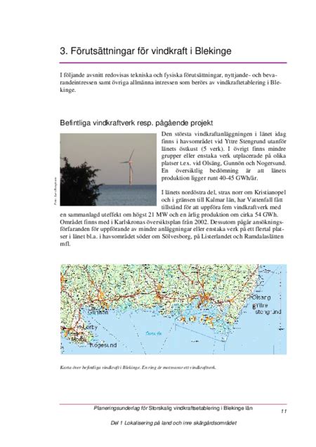 Planeringsunderlag F R Storskalig Vindkraftsetablering I Blekinge L N