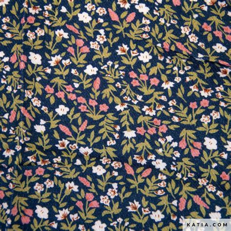 Pink Small Flowers Twill Viscose Fabric Autumn Winter Katia