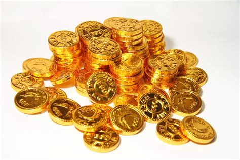 Stack of gold chocolate coins by Deming9120 on DeviantArt