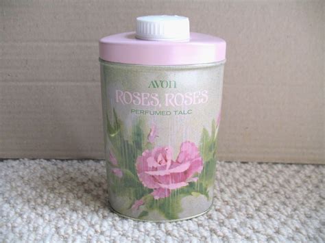 Avon Roses Roses Perfumed Talc Vintage Tin Bottle Talcum Dusting Powder