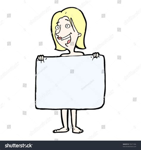 Cartoon Naked Blond Woman Hiding Behind Stock Vector Royalty Free