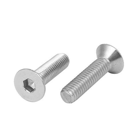 M6x25mm 316 Stainless Steel Countersunk Flat Head Hex Socket Cap Screw Bolt 5pcs Silver Tone