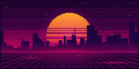 Vector Pixel Art Of 80s Retro Sci Fi Synthwave Vaporwave 40 Off