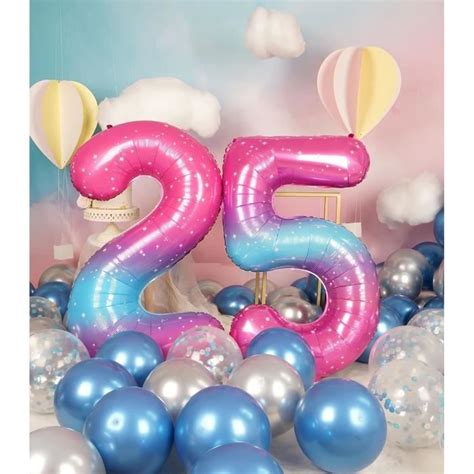 40 Pouces Foil Ballon Chiffre 5 Rose Bleu 101Cm Gonflable Hélium Ou