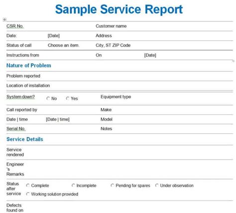 15 Free Service Report Templates Excel Word Pdf Writing Word