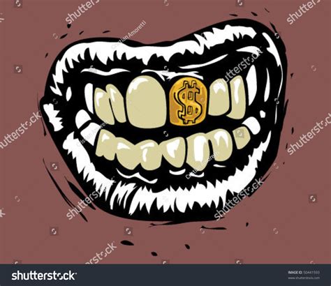 Mouth With Gold Teeth Stock Vector Illustration 50441593 Shutterstock