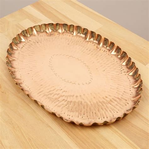 Copper Tray Plate Dish Oval Shape Hand Made Hammered Etsy