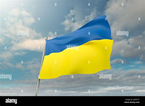 Ukrainian Flag Against Blue Sky D Digitally Generated Image Of