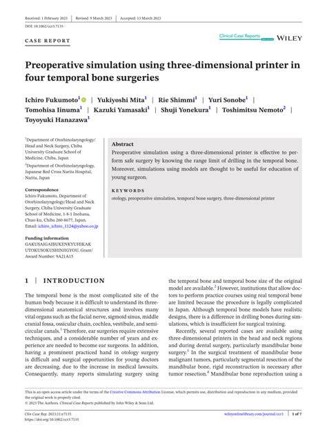 Pdf Preoperative Simulation Using Threedimensional Printer In Four