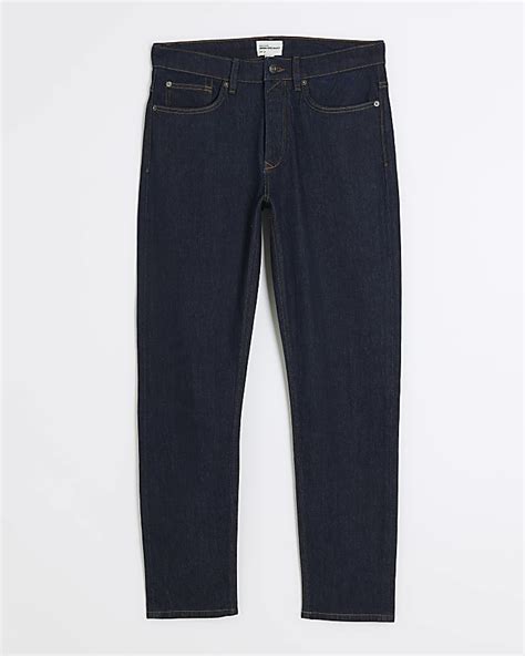 Dark Blue Slim Fit Jeans River Island