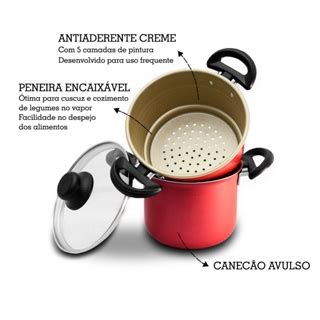 Panela A Vapor Teflon Cuscuz Legumes Fervedor N14 Vermelho Shopee Brasil