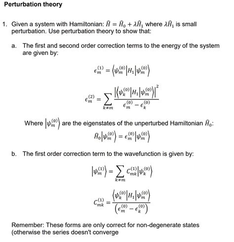 SOLVED Perturbation Theory 1 Given A System With Hamiltonian H Ho