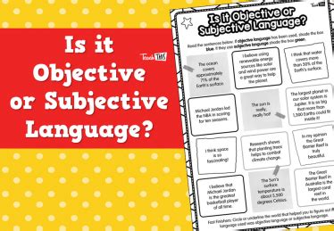 English Unit Objective And Subjective Language Teacher Resources