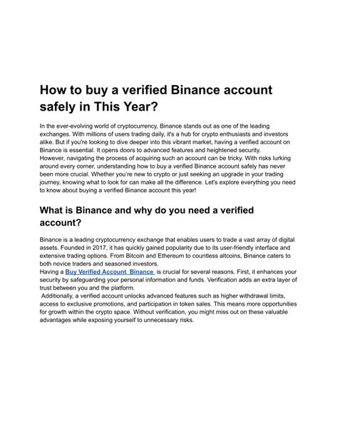 PPT How To Buy Verified Binance Account In 5 Minutes Right Way