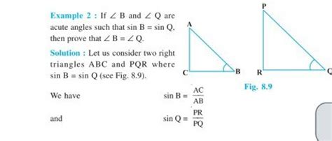 Example 2 If B And Q Are Acute Angles Such That SinB SinQ Then Prove