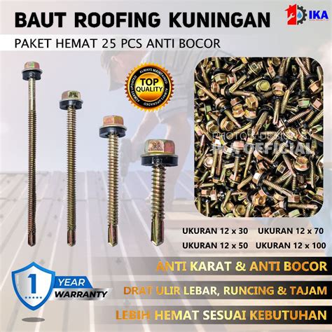 Jual 25PCS SEKRUP SKRUP ROOFING RUFING RUPING KUNING BAUT BAJA RINGAN