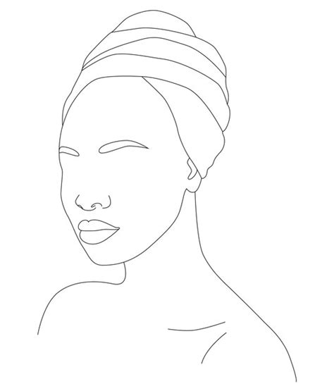 Le Visage Est Une Ligne Portrait D Une Belle Femme Africaine Vecteur