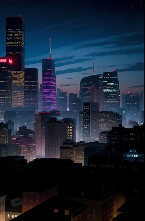 night time view   city  skyscrapers   clock tower seaart ai