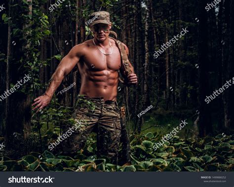 Brutal Muscular Man Military Uniform Naked Stock Photo 1499888252 Shutterstock
