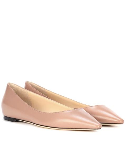 Elegant Pink Leather Romy Flat Ballerinas By Jimmy Choo