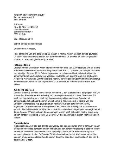 Juridisch Adviesbrief Juridisch Advieskantoor Save2be Jan Van