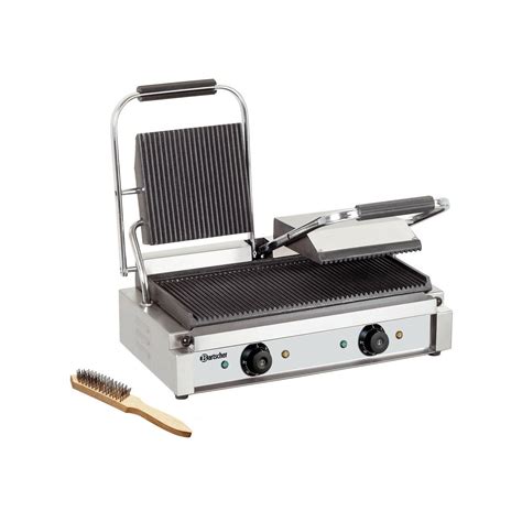 Grill inox panini double fonte émaillé rainurée 3600 W 220 V MO