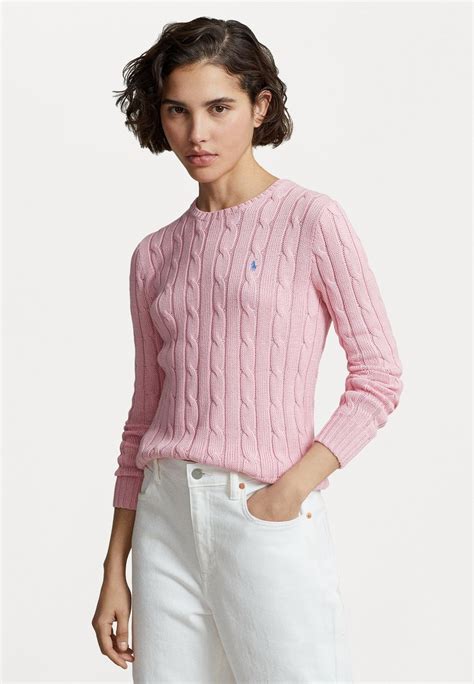 Polo Ralph Lauren Cable Knit Cotton Crewneck Jumper Trui Pink