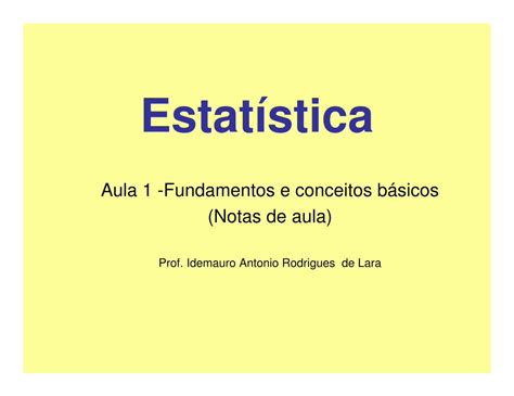 PDF Aula 1 Fundamentos e conceitos básicos Notas de aula bem