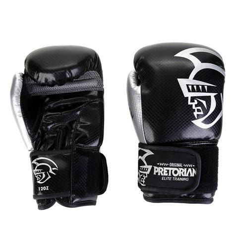 Kit Boxe Muay Thai Luva Pretorian Elite Preto E Prata Oz