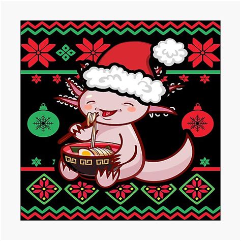 Lámina fotográfica Suéter navideño de anime feo Kawaii Axolotl