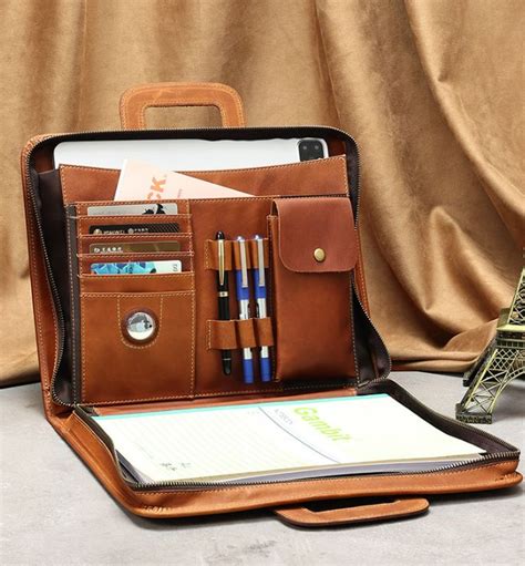 Personalized Leather Portfolio Notepad Holder Tablet Case Padfolio