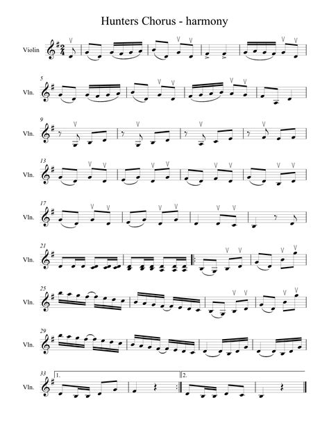 Free Violin Sheet Music This Is An Infectious Duet Part To The Hunters Chorus That We Learn In