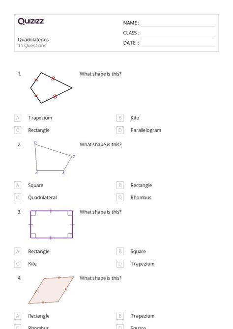 Quadrilaterals Worksheets On Quizizz Free Printable