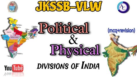 Physical And Political Divisions Of India Mcqs Cum Revision Jkssb Vlw