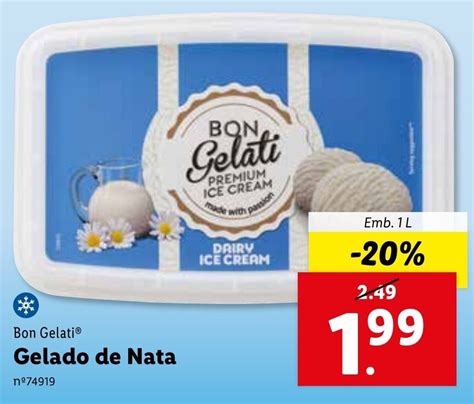 Promo O Bon Gelati Gelado De Nata L Em Lidl